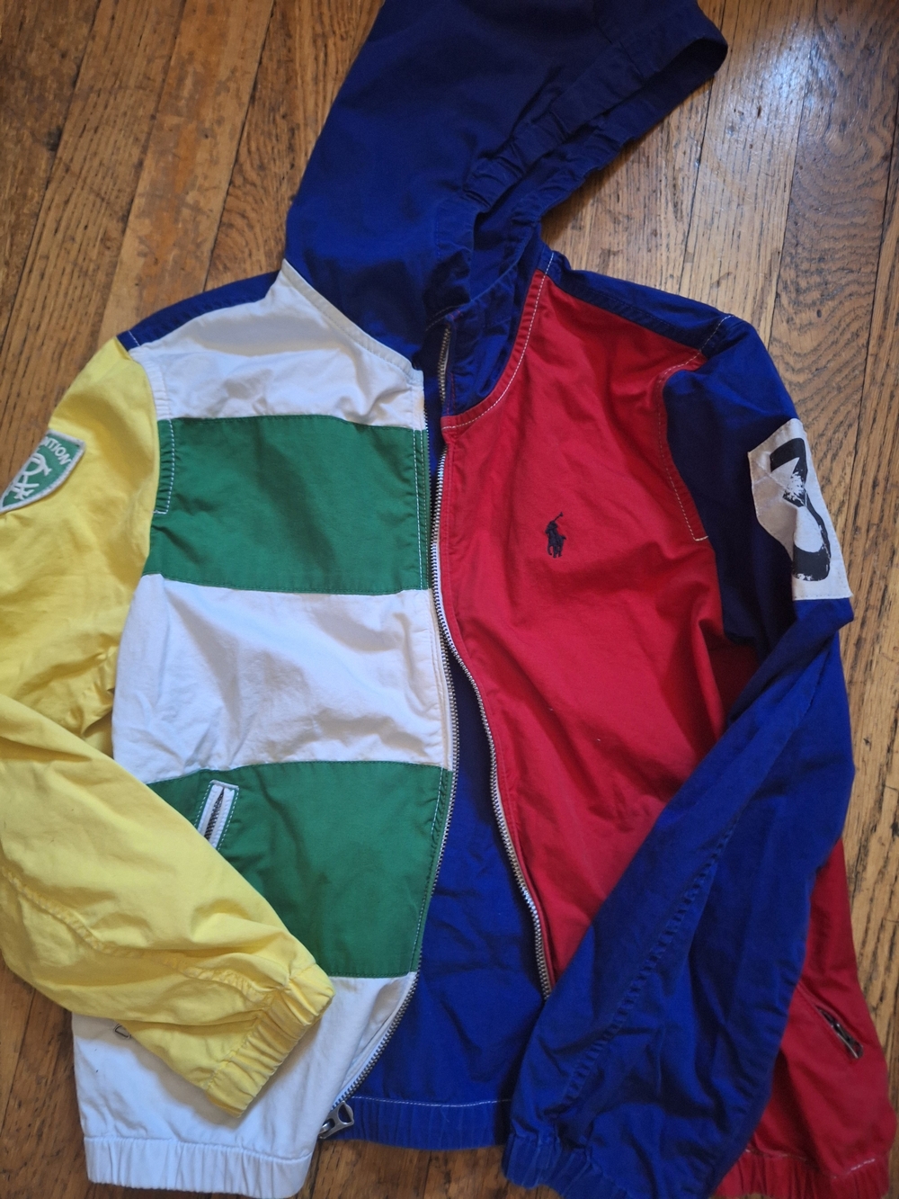 Polo by Ralph Lauren Multi-Color Colorblock Hooded Jacket - Blue/Red/Green